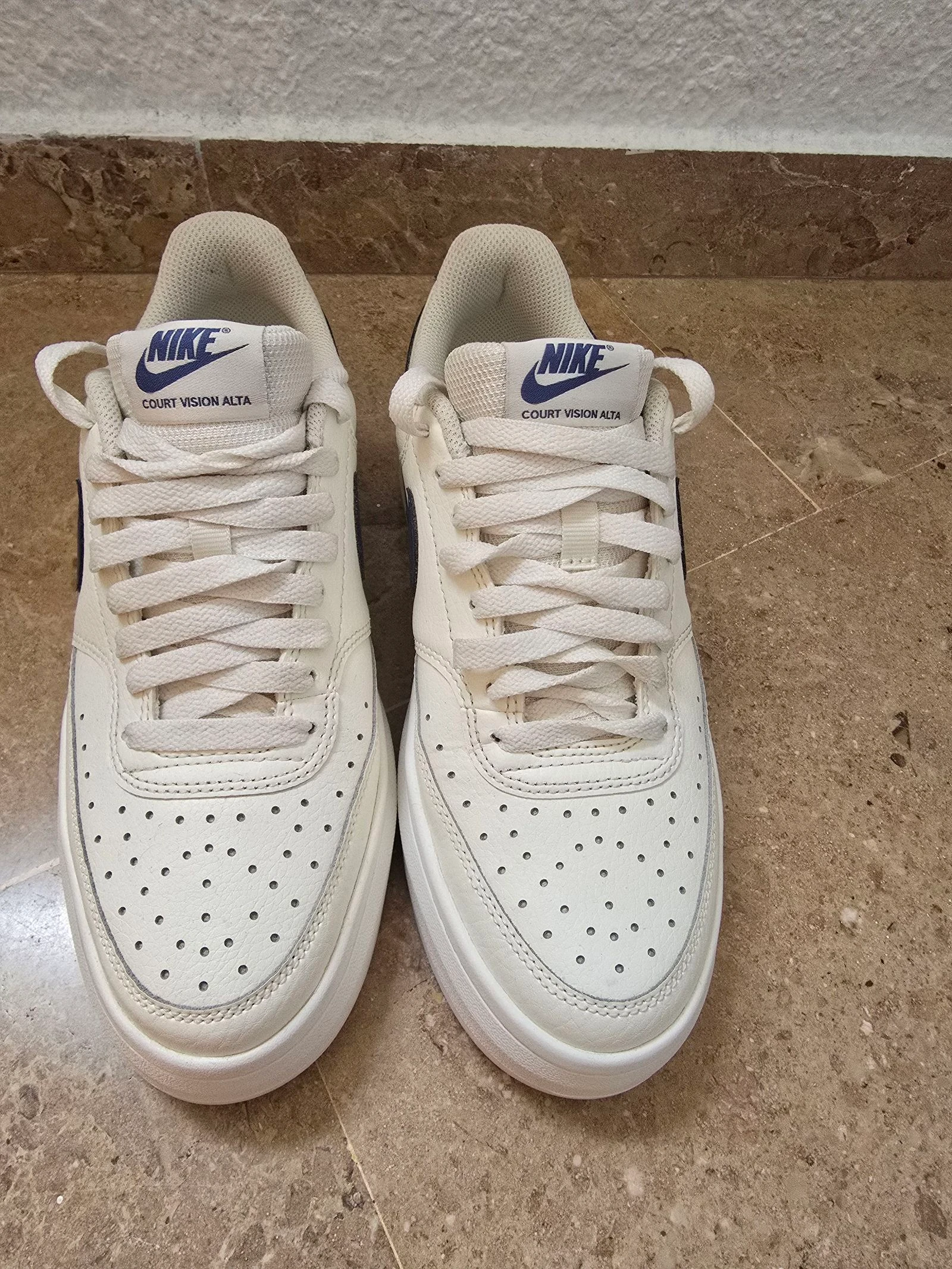 Tênis Nike Court Vision Alta Platform em Couro Branco Azul EU 40 – photo 3